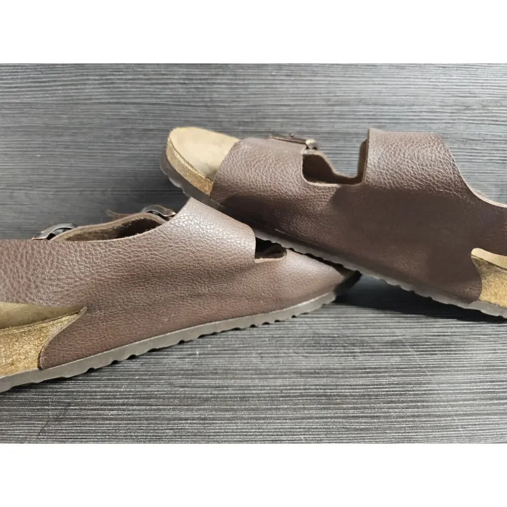 Birkenstock Milano Leather Men's Size 11 US 44 EU Dark Brown Sandal Soft Footbed